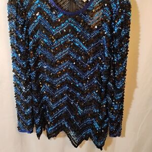 AJ Bari Silk Sequins/Beaded Vintage Tunic